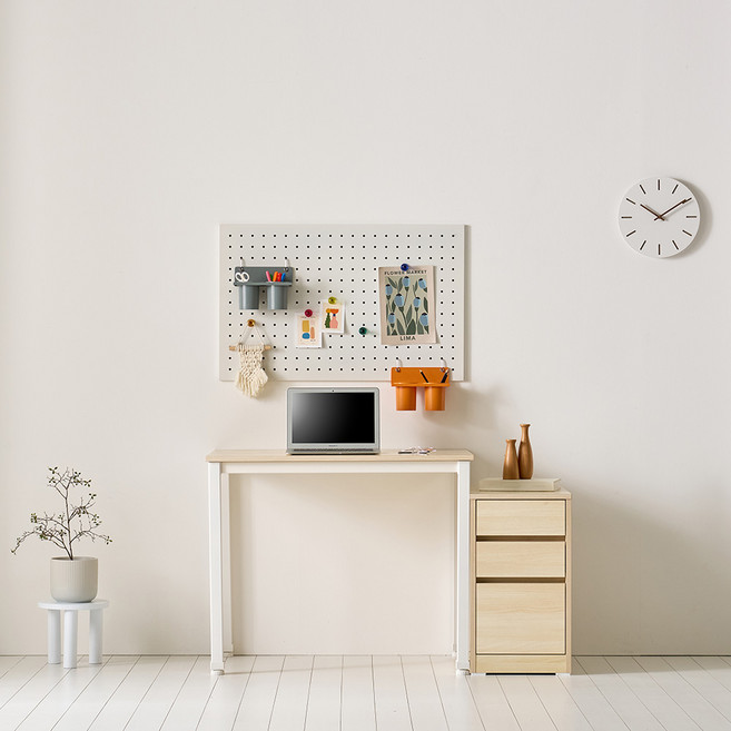 데스크 사무용 철제 일자 책상 900, 화이트/워시