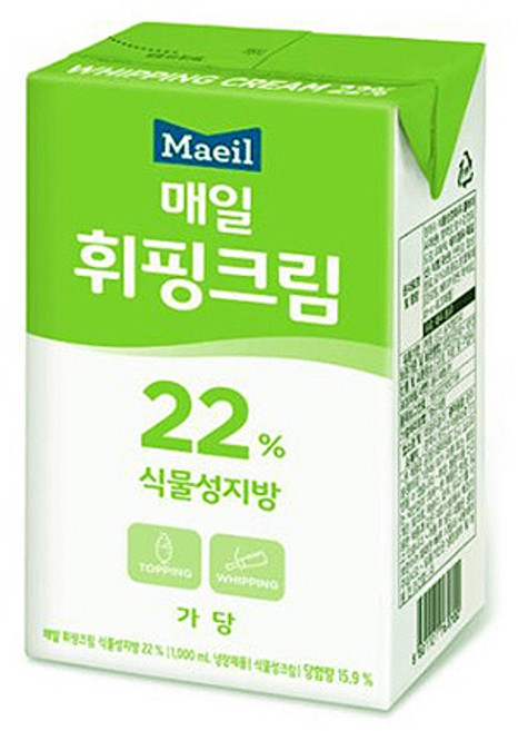 매일유업 휘핑크림22% 1000ml이지업크림/식물성/무배, 2개, 1L