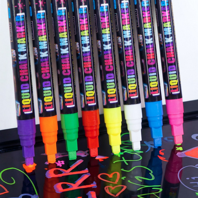 말랑베이비 부드럽게 잘 써지는 블랙보드 마카펜 형광 보드마카, 1박스, 8컬러