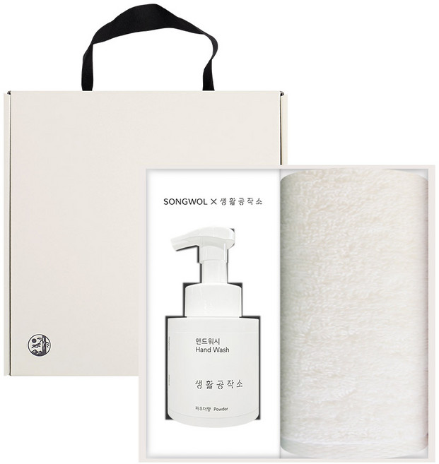 송월타월 프리미엄 호텔수건 테일러 160g 1매 + 생활공작소 핸드워시250ml 선물세트 답례품, 아이보리, 1세트