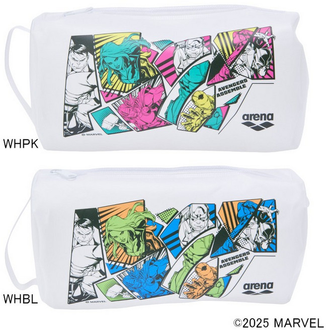 아레나 마블 콜라보 수영 파우치 M 방수 비치백 버킷드라이 가방 스웜파우치 AS5FBZ83U arena-149960, 화이트 x 핑크