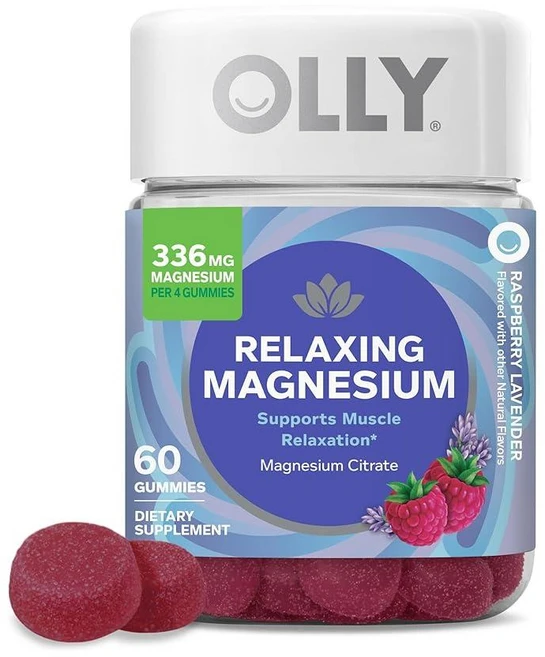 OLLY 릴렉싱 마그네슘 젤리 수면 라즈베리&라벤더맛 스트레스 해소 구미 60개, 1개, 60정 - 쿠팡