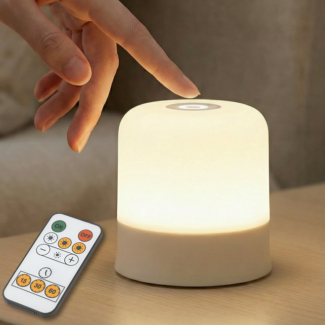 히즈엔 무선 수면 무드등 led 테이블 조명, 3톤 컬러 (리모컨포함)
