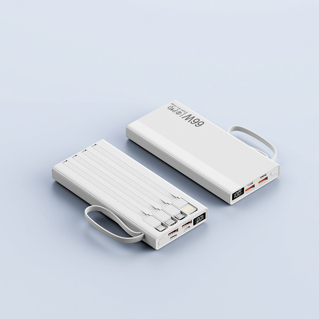 RYZO 보조배터리 66W 고속충전 20000mah 30000mah 대용량 경박동체, 흰색