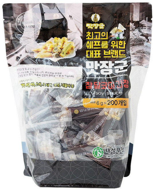 태성푸드 맛장군 참 달코미 간장 1.2kg (6g x 200개입) 미니 일회용, 1개