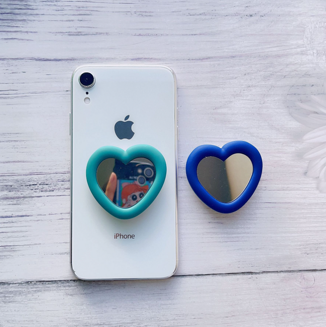 큐빅 레진 스마트톡 그립톡 거울 핸드폰 홀더 거치대, 20.하트스마트톡(블루)