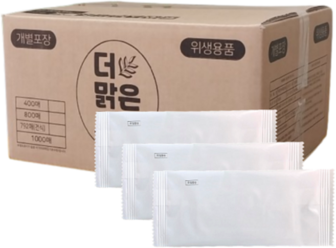 더조은 무지/무인쇄 업소용물티슈 대용량 개별포장 1000매, 35g