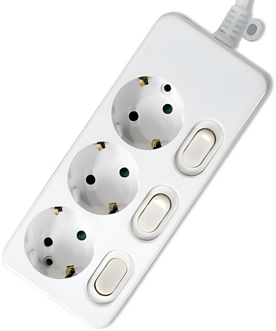 다조아 국산 고용량 개별 스위치 절전 멀티탭 3구 (16A), 1개, 화이트, 1.5m