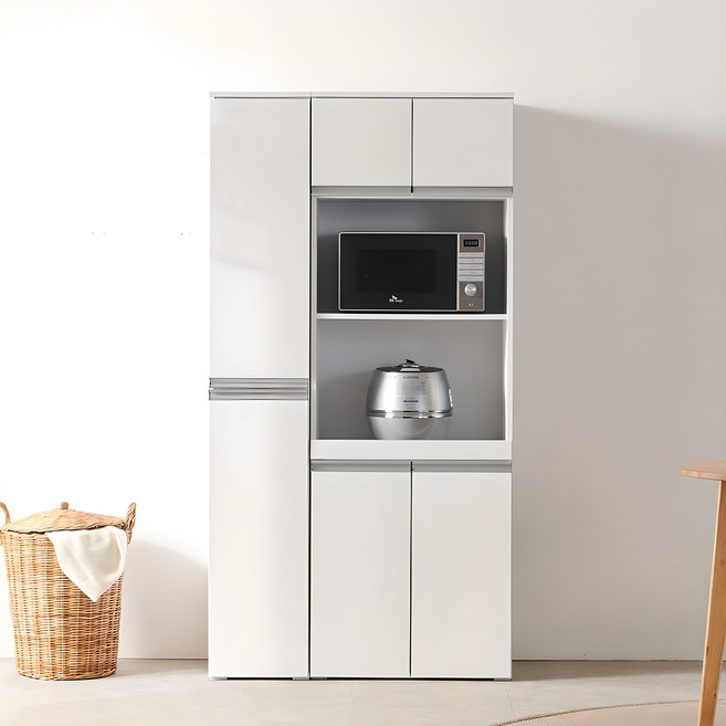 스칸디무드 카나페 틈새장 렌지대 키큰 주방수납장 세트 900, 화이트, 5단