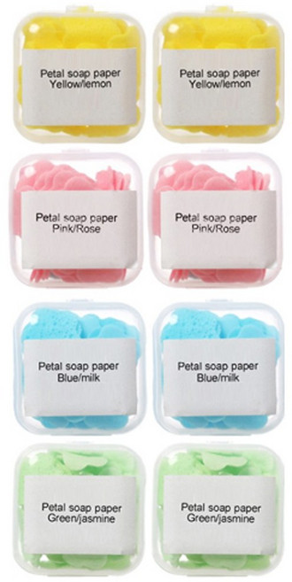 수수보따리 휴대용 꽃잎비누 파스텔비누 일회용 미니비누 캠핑비누 손세정 핸드워시 여행비누, 8개, 1.6g