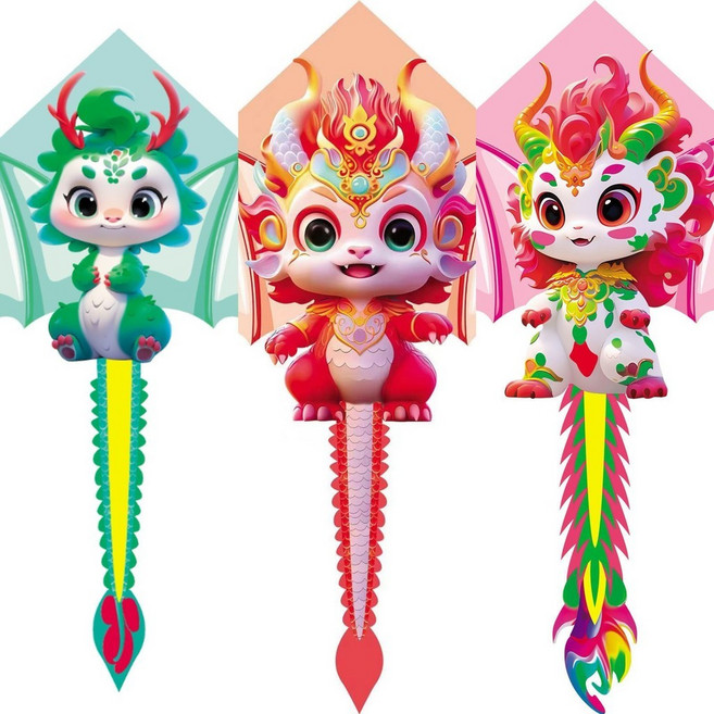 濰坊風箏 兒童卡通3D恐龍國風風箏, 1個, 1.4米翅膀3D國風恐龍風箏 混髮 ,5個裝 僅風箏