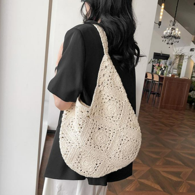 데일리 니트 그물 숄더백 손뜨개 그물 가방