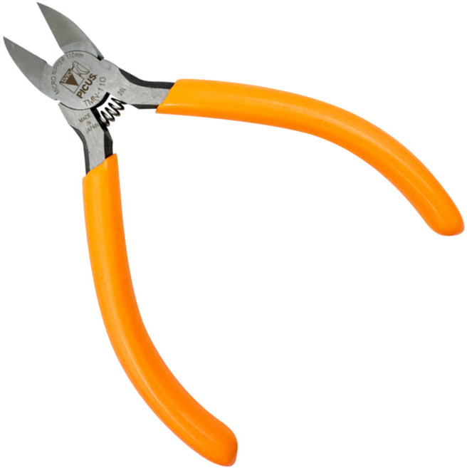 일제 피쿠스 정밀 공구 미니 마이크로 초경량 니퍼 110mm TMN-110, 주황색 그립, 1개