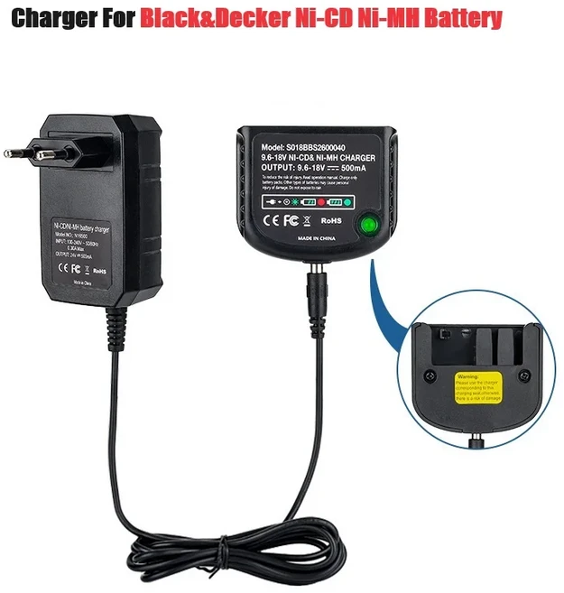 Black & Decker Ni-CD 전기 공구용 배터리 A12 호환B18 교체 9.6V-18V, 01 Charger, 01 번들 1, 01 미국