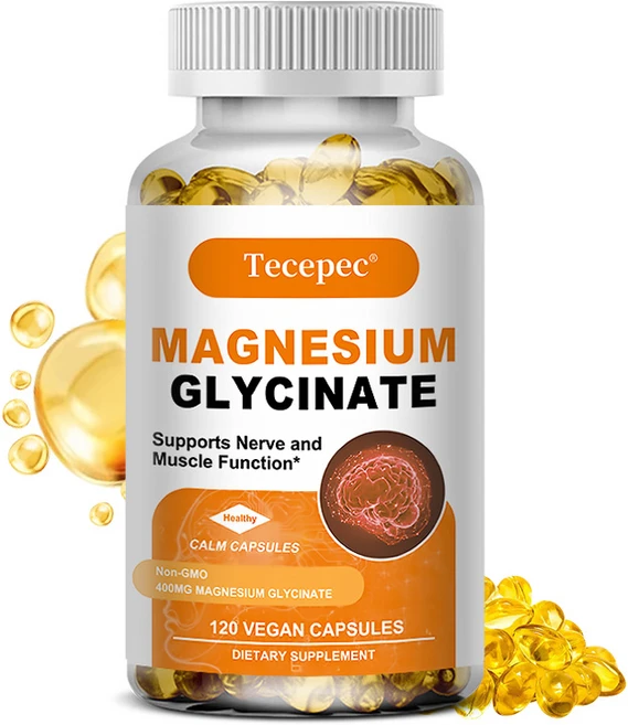 마그네슘 글리신 400mg 소프트캡슐 비타민 D3와 B6 함유 작고 삼키기 쉬운 캡슐 흡수율이 높고 위를 자극하지 않으며 수면 근육 진정 뼈 건강 증진, 3개, 60정 - 쿠팡