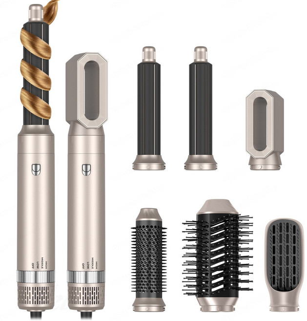 ROYLEA 6in1 멀티 스타일러 BLDC 드라이기 컬/볼륨/스트/음이온/정전기방지 헤어드라이기, 은색