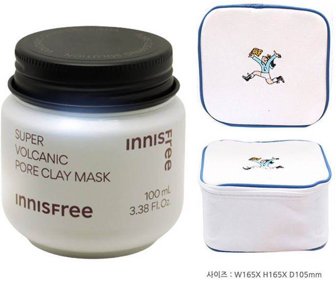 이니스프리 수퍼 화산송이 모공 마스크 / 각질제거 브라이트닝 블랙헤드+플레이그린 화장품 파우치 (블루), 1개, 1개입