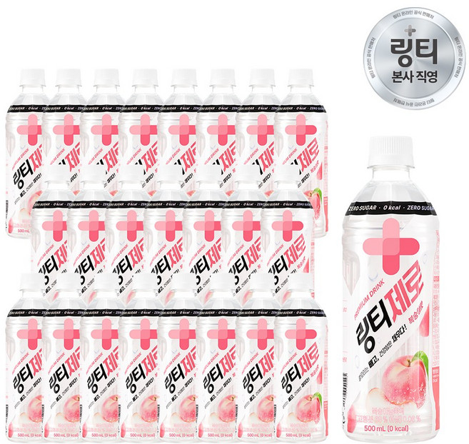 링티 제로 복숭아맛, 500ml, 24개
