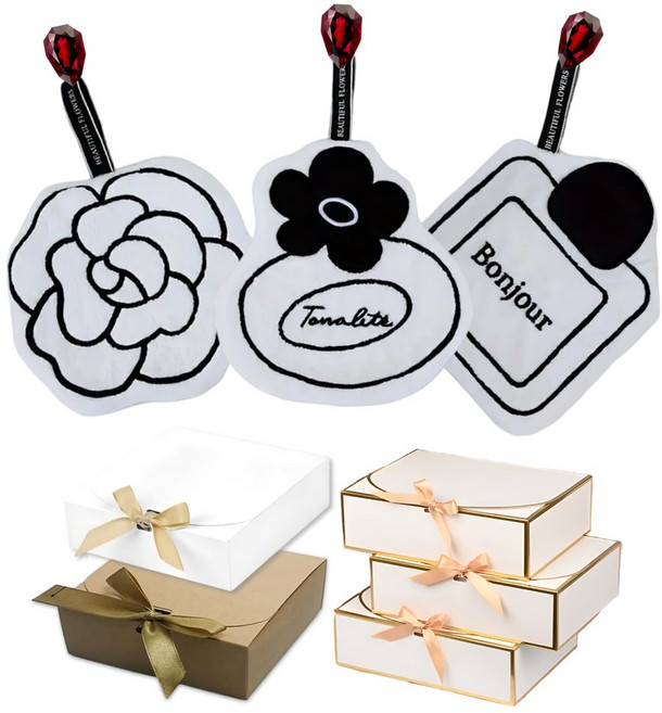 코랄 벨벳 주방 핸드 타월 3종 선물 세트, 화이트, 3개