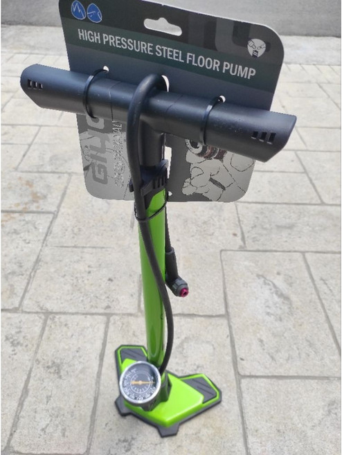 GIYO穩固大基座直立式打氣筒2.5吋大版面壓力錶160PSI聰明嘴單車打氣筒, 1個, 綠色