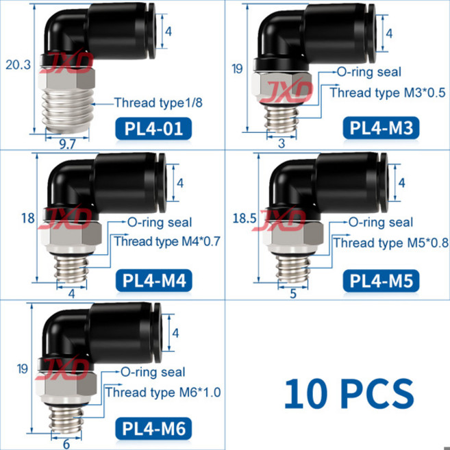 JXD PC 시리즈 PC5 피팅 M8 공압 M6 에어 M5 M6 M4 PC6 M3 커넥터 M3 M5, G1 8, PL4(10)