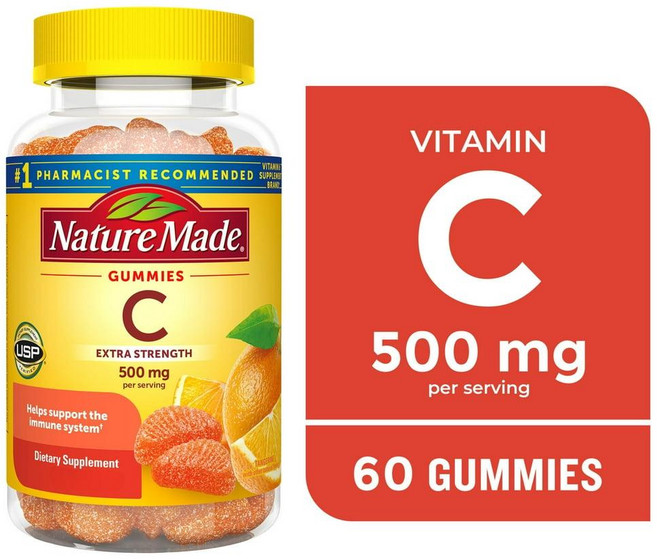 미국 네이처메이드 Nature Made Vitamin C 엑스트라 스트렝스 비타민C 500mg 구미 츄어블, 2개