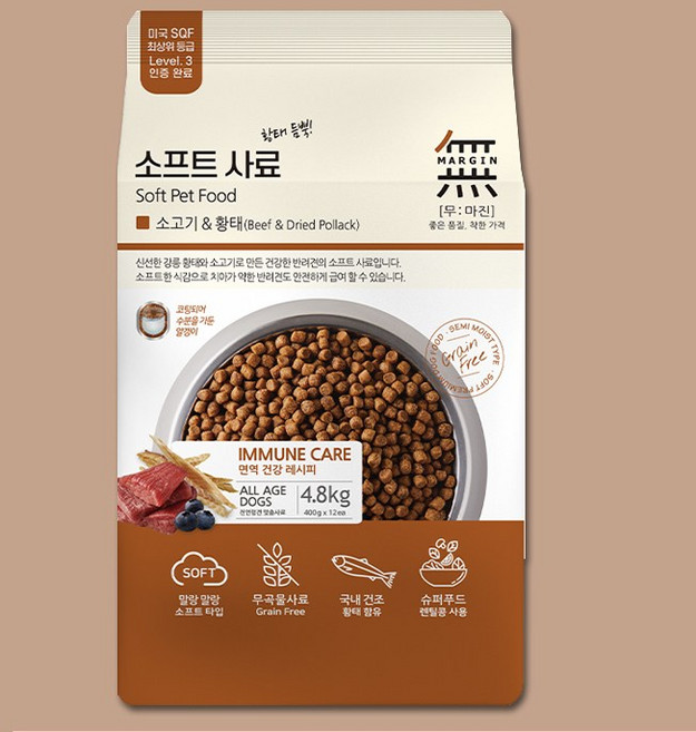 무마진 전연령 강아지 소프트사료, 소+황태, 4.8kg, 1개