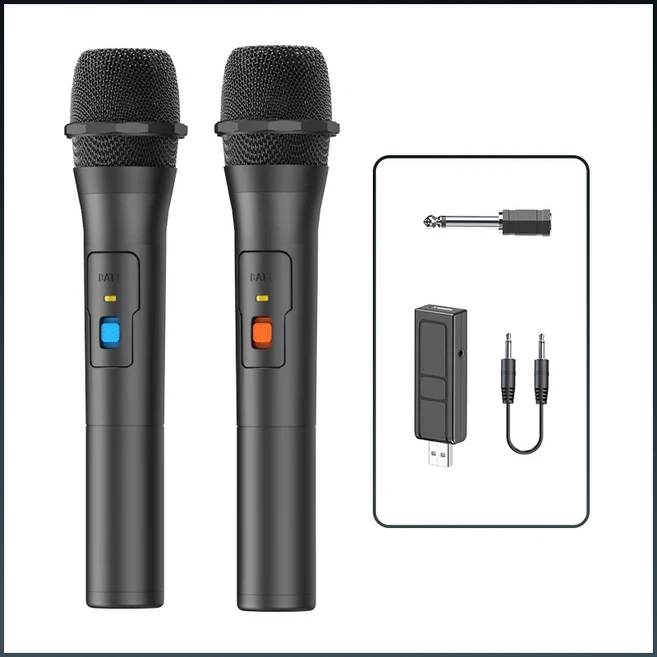 호환 VHF 무선 마이크 시스템 키트 USB 수신기 휴대용 노래방 홈 파티 스마트 TV 스피커 1 쌍, 01 2Pcs Mic