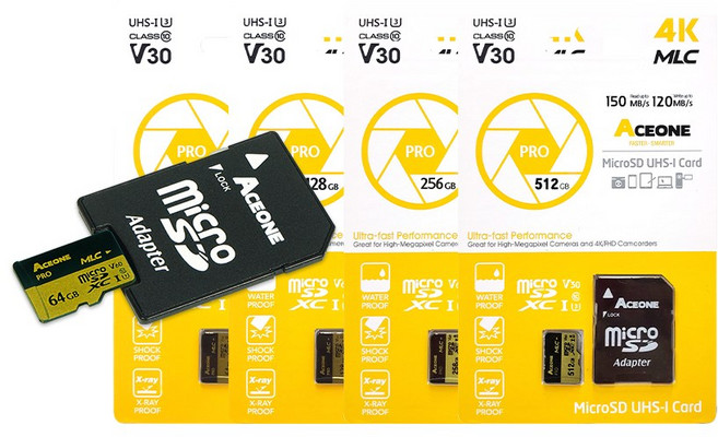 에이스원 PRO 마이크로 SD 메모리카드 MLC 액션캠 캠코더 4K, 1개, 256GB