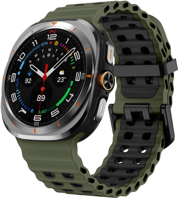 갤럭시워치 울트라 2 47mm 호환 스포츠 스트랩 마린 밴드 갤럭시워치8 울트라 47mm 스트랩, 그린/블랙+차콜/블랙