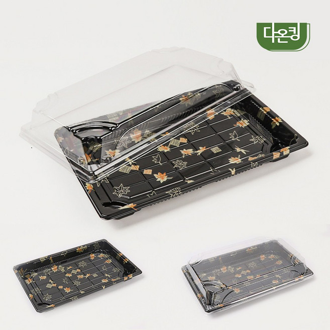 다온킹(소량) 사각 초밥용기 HP-07 흑금단 합세트, 50개, 1세트