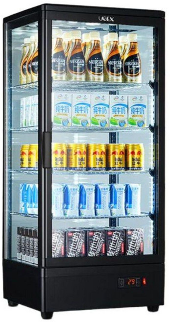 미니 냉장 카페 진열 냉장고 음료 케익 쇼케이스 유리 술장고, 58L 블랙 럭셔리 4필러 싱글 도어