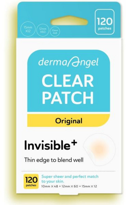 DERMA 엔젤 얼굴용 스타 여드름 패치 살리실산 CICA 티트리 오일 함유 귀여운 홀로그램 문 하트 버터플라이 96개 청 흡수성 7배 각 디자인 2개 36개, Original-3 Sizes/120 Count