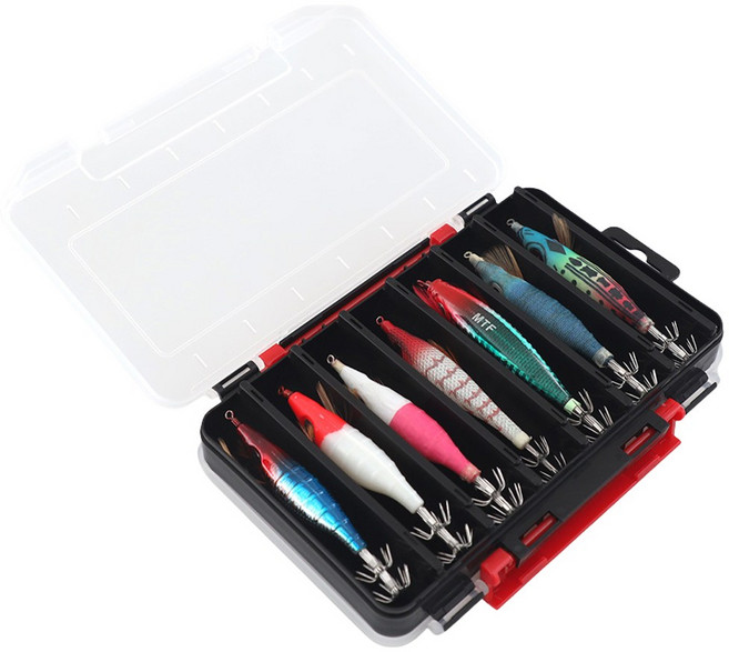 레저킹 에기케이스 14구 양면 투명 루어낚시 태클박스 에기 미노우 지그헤드 웜 수납, 1개, CLEAR