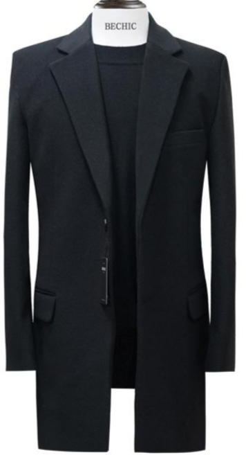 비시크 슬림핏 모직 코트