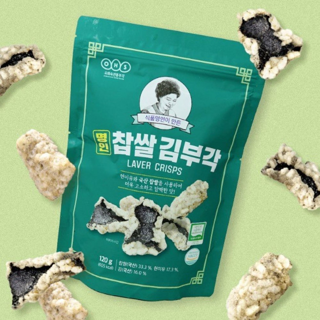 오희숙 명인 찹쌀 김부각 국내산재료, 2개, 120g
