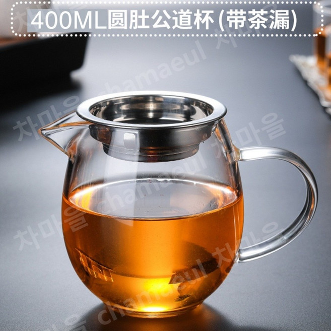 두꺼운 유리 공도배 내열성 수구, 400ml + 304 거름망, 1개