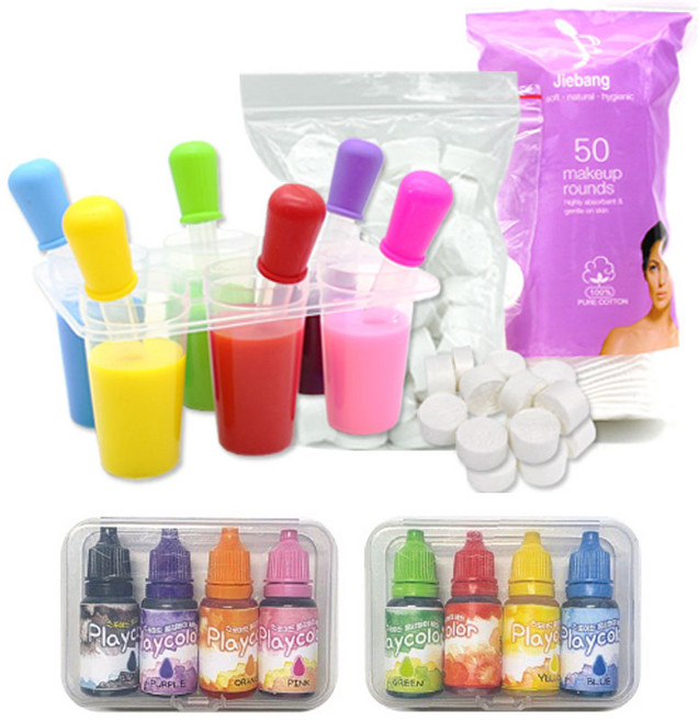 하늘빚은 8색 물감 포함 물감놀이 스포이드 코인티슈 세트, 1개, 혼합