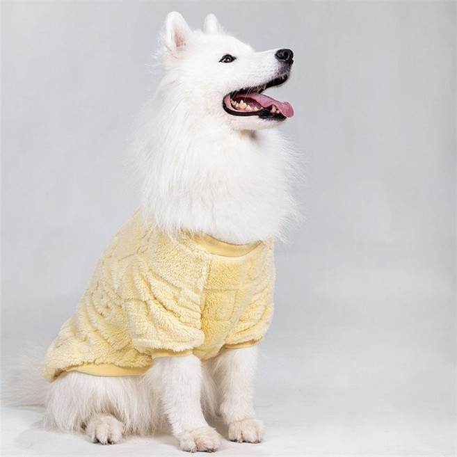 寵物秋冬季保暖毛絨衛衣 狗狗薩摩耶拉布拉多可愛背心, 24大狗兔子衛衣-黃,4XL胸67長47/約11.5-14kg, 1個