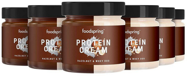 (독일직배) 푸드스프링 헤이즐넛 밀크 듀오 프로틴 크림 스프레드 팜오일프리 200g 6개 foodspring Protein Cream Duo hazelnut & creamy mi
