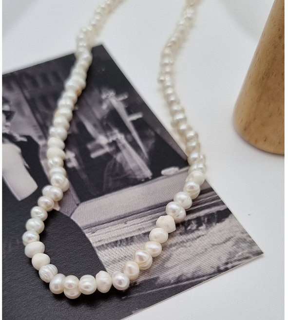 노아라 데일리 초커 못난이 밥풀 담수 진주 목걸이 4mm