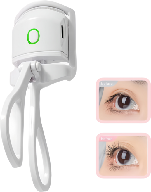 QLIFE 히팅뷰러 2in1 충전식 속눈썹 고데기, 화이트