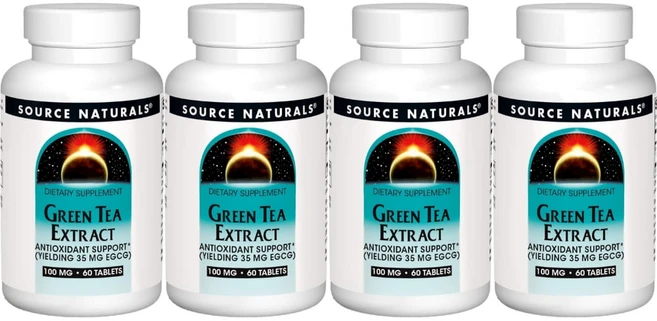Source Naturals 소스내추럴스 녹차 그린티 추출물 100mg 테블릿, 4개, 60정 - 쿠팡