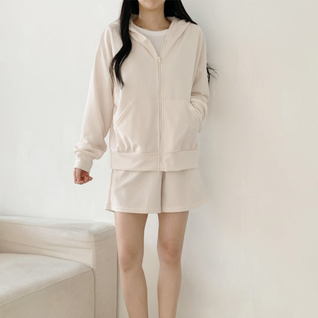 부클후드반팔티셔츠 반바지세트)셋업 모자티 3부반바지 츄리닝상하의세트 트레이닝복세트 상하의복 츄리닝세트 무지 부클면원단