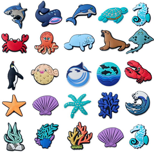 젤리포크 바다 고래 상어 파도 거북 해마 물고기 펭귄 파츠 참 신발 악세사리 실내화 꾸미기