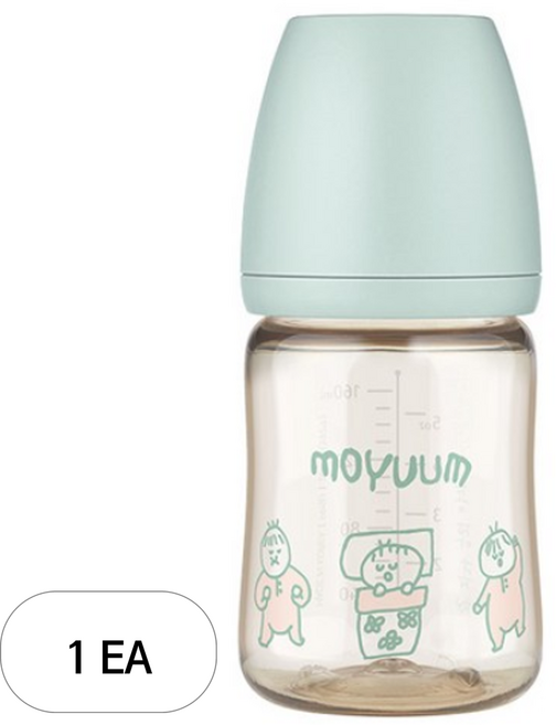 모윰 PPSU 올인원 오구오구 에디션 젖병 젖꼭지 1단계, 1개, 170ml, 민트
