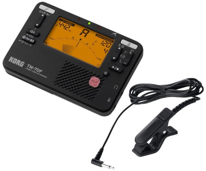 KORG 튜너 메트로놈 TM-70F BK + 튜너용 마이크 CM-400 BK 세트 블랙, 1개