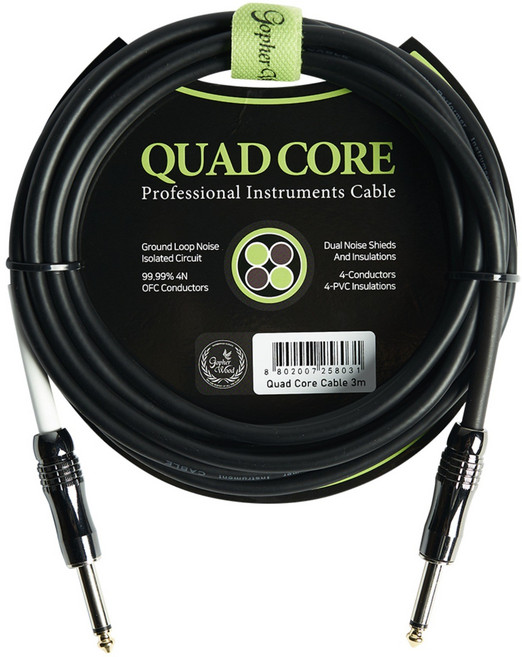 고퍼우드 쿼드코어 케이블 3M 기타/베이스 케이블, 1개