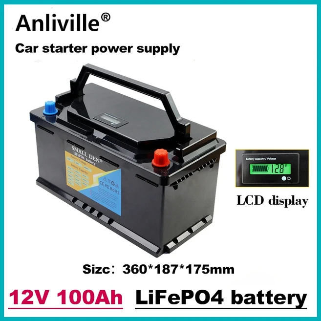 12V 50Ah 60Ah 80Ah 90Ah 100Ah 120Ah 리튬인산철(LiFePO4) 배터리 (자동차 시동 태양광 발전 전기 보트, 08 12V 100A (LCD)