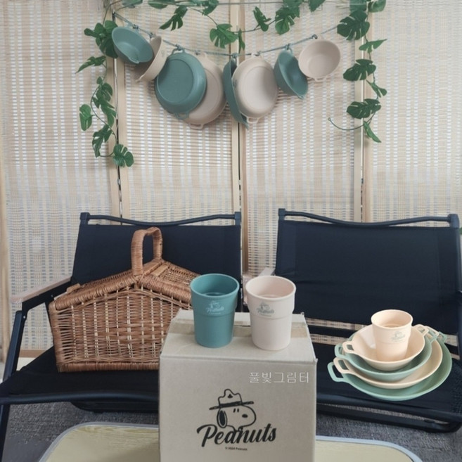 스누피 캠핑식기 2인세트(10P)+파우치포함_풀빛그림터, 1개